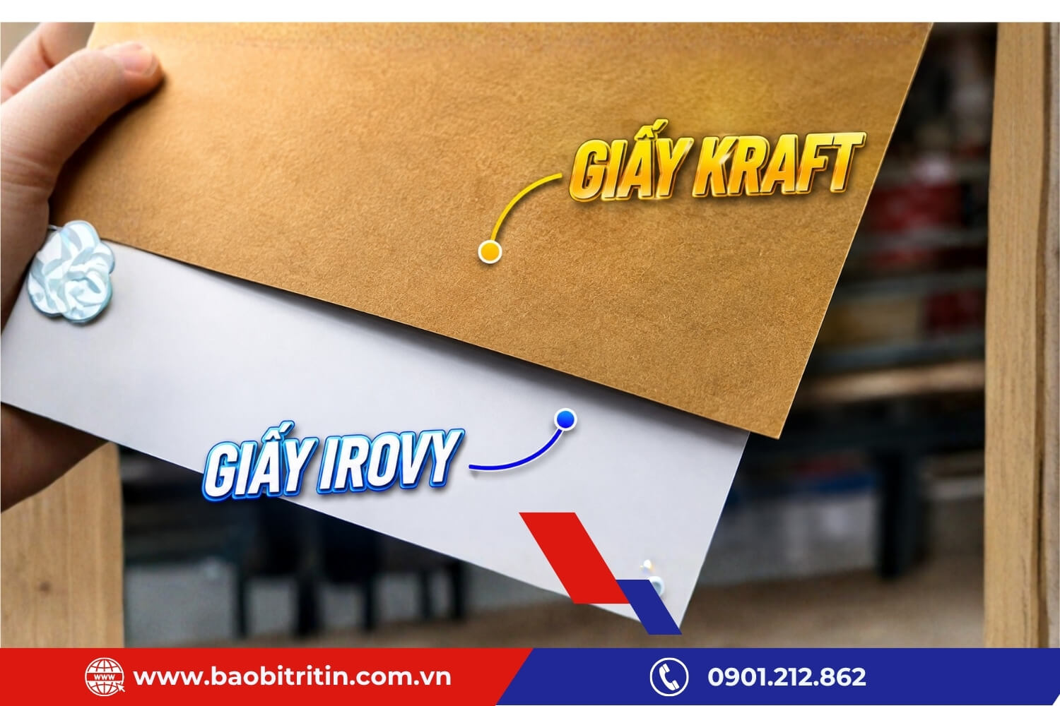 Giấy irovy đại diện cho dòng giấy trắng phủ, giấy kraft đại diện cho dòng giấy không tráng phủ
